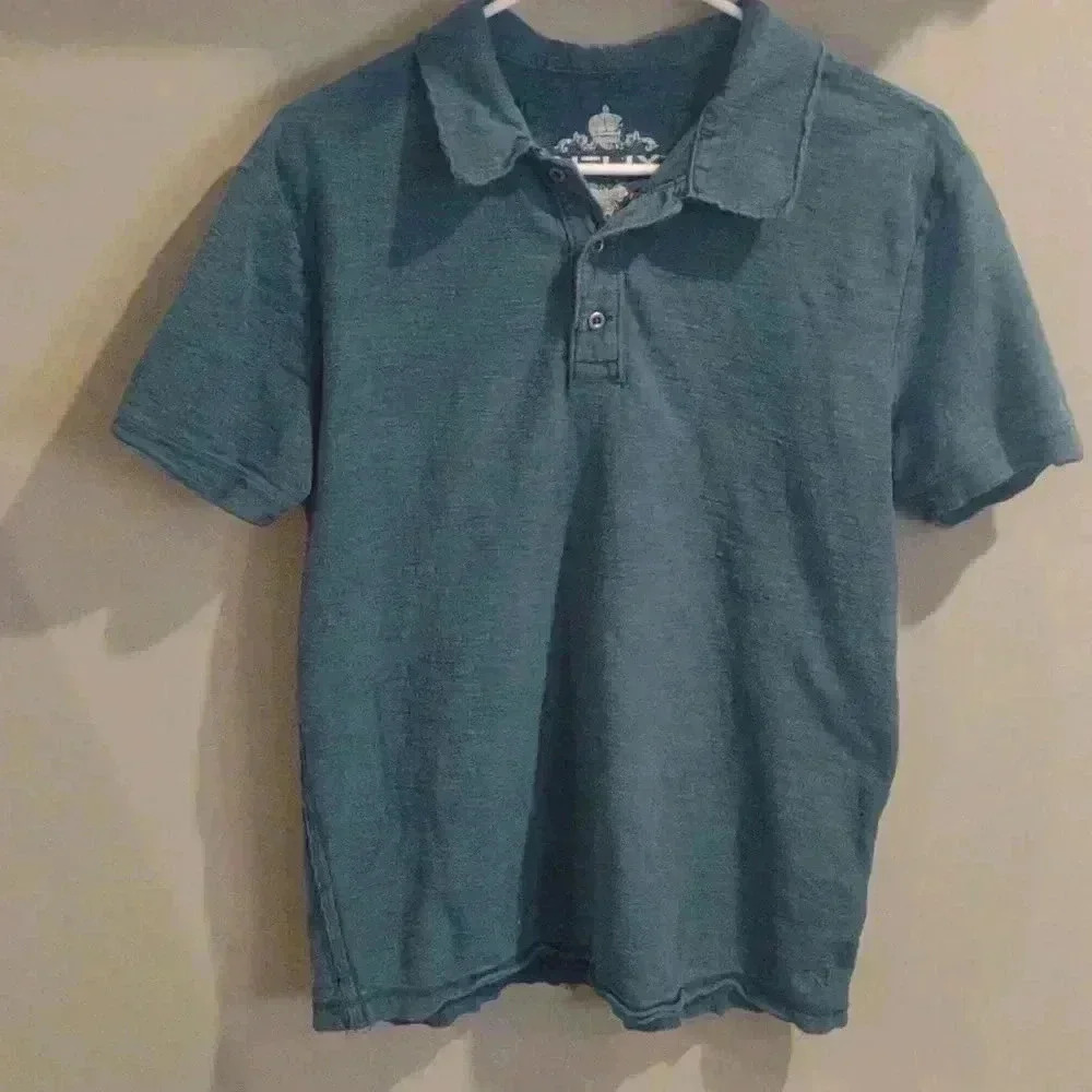 Helix‎ 3 button short sleeve green polo mens large